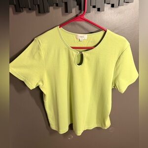 Lime Keyhole Short Sleeve Top